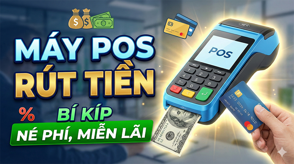 Máy POS rút tiền, cà thẻ máy POS: Bí kíp né phí, miễn lãi