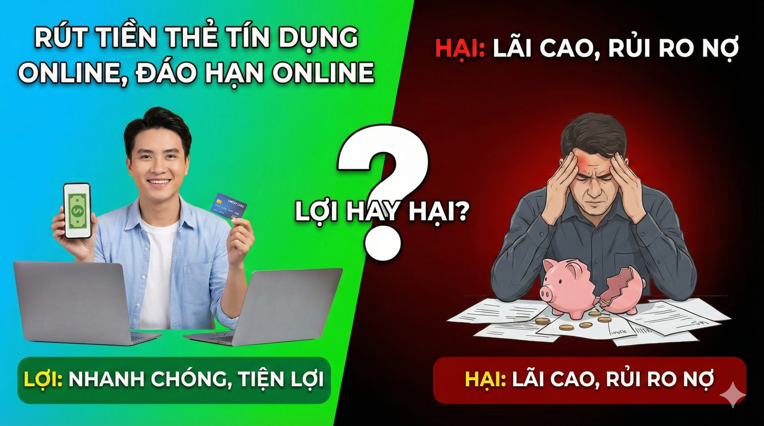 Rút tiền thẻ tín dụng online, đáo hạn online: Lợi hay hại?